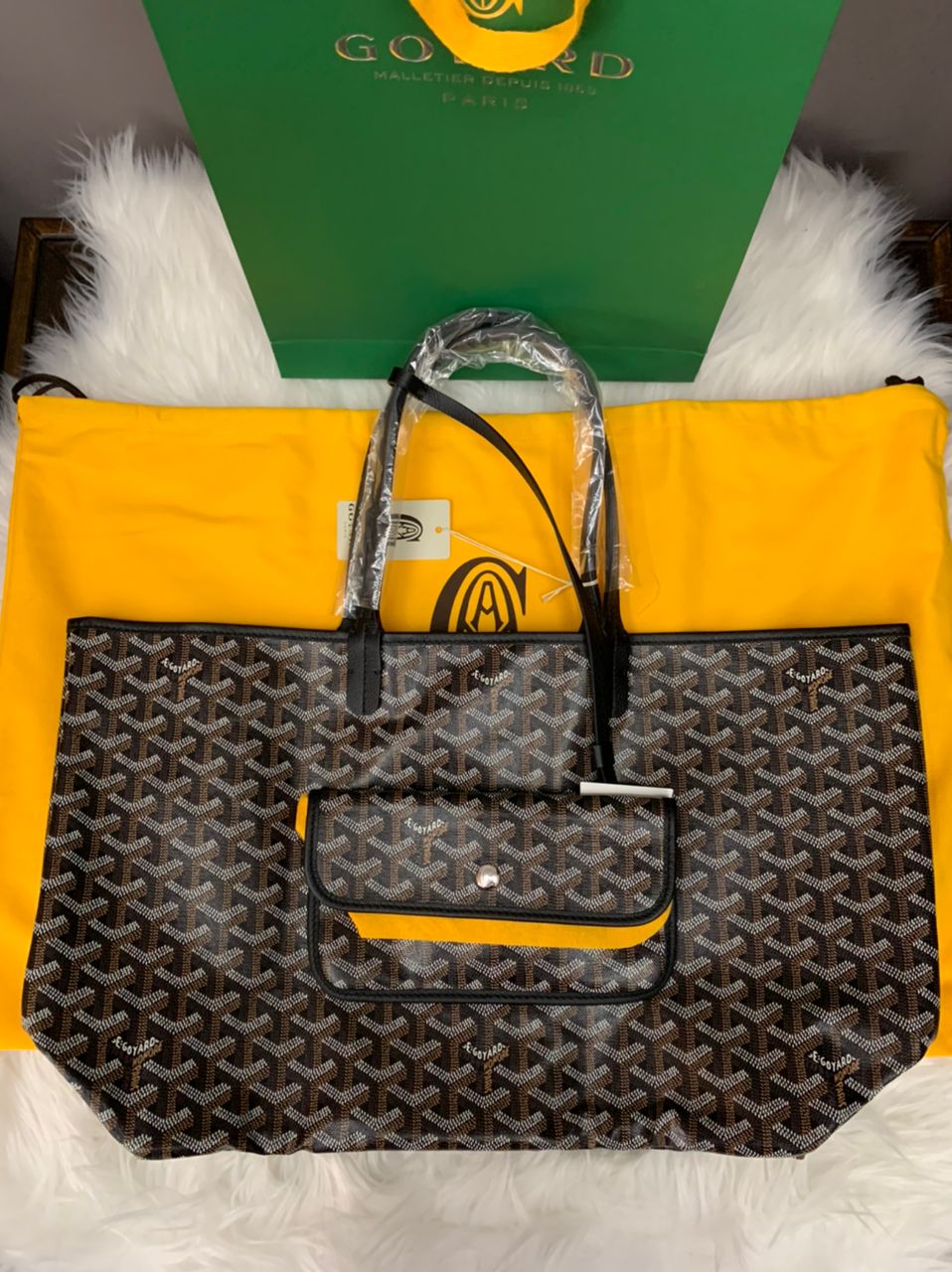 Goyard Saint Louis Handbag PM Black Leather Cloth ref.66224 - Joli